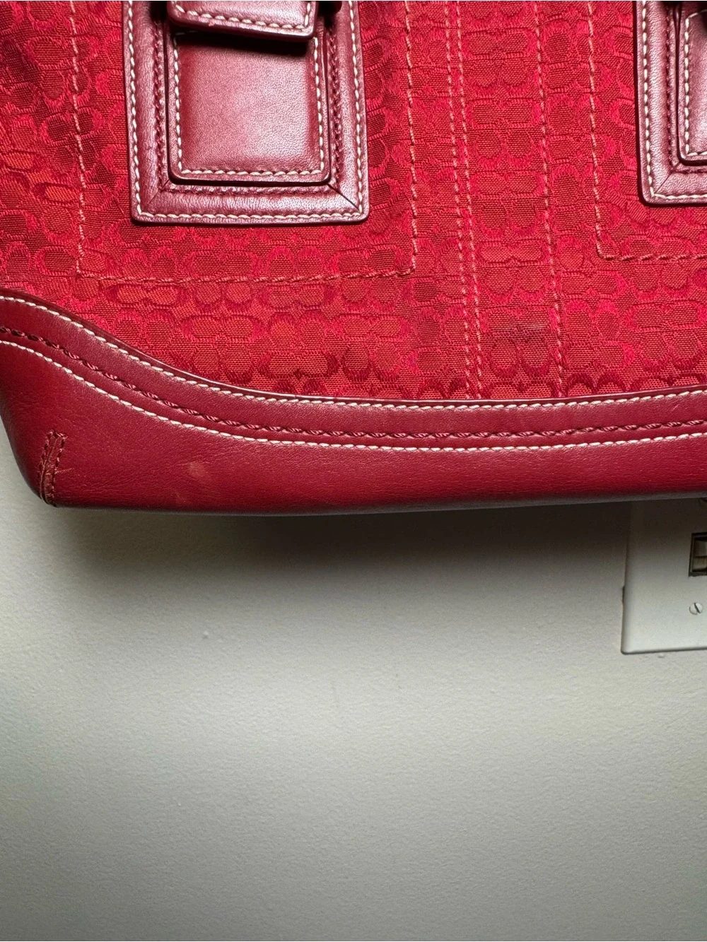 Coach Red Signature Soho Tote and Wallet Set